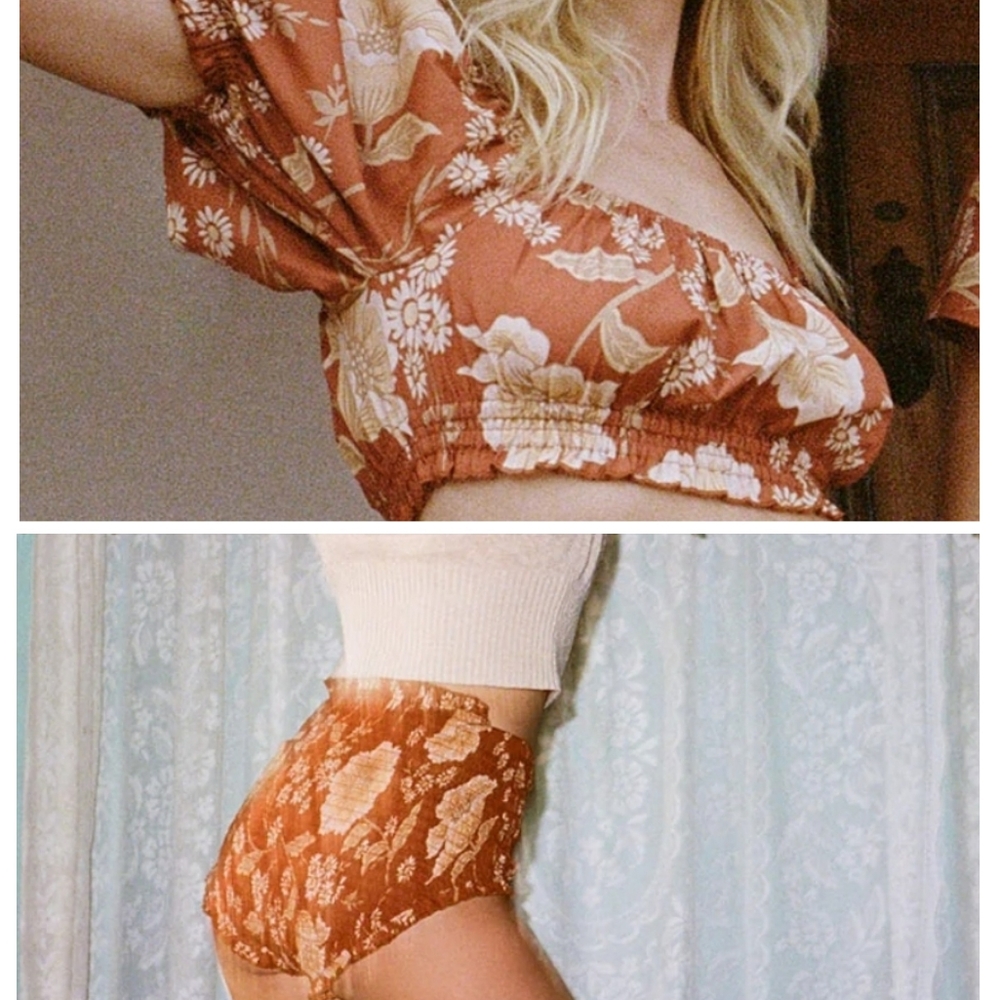 SET Sloan crop top xs and bloomer sun shorts s